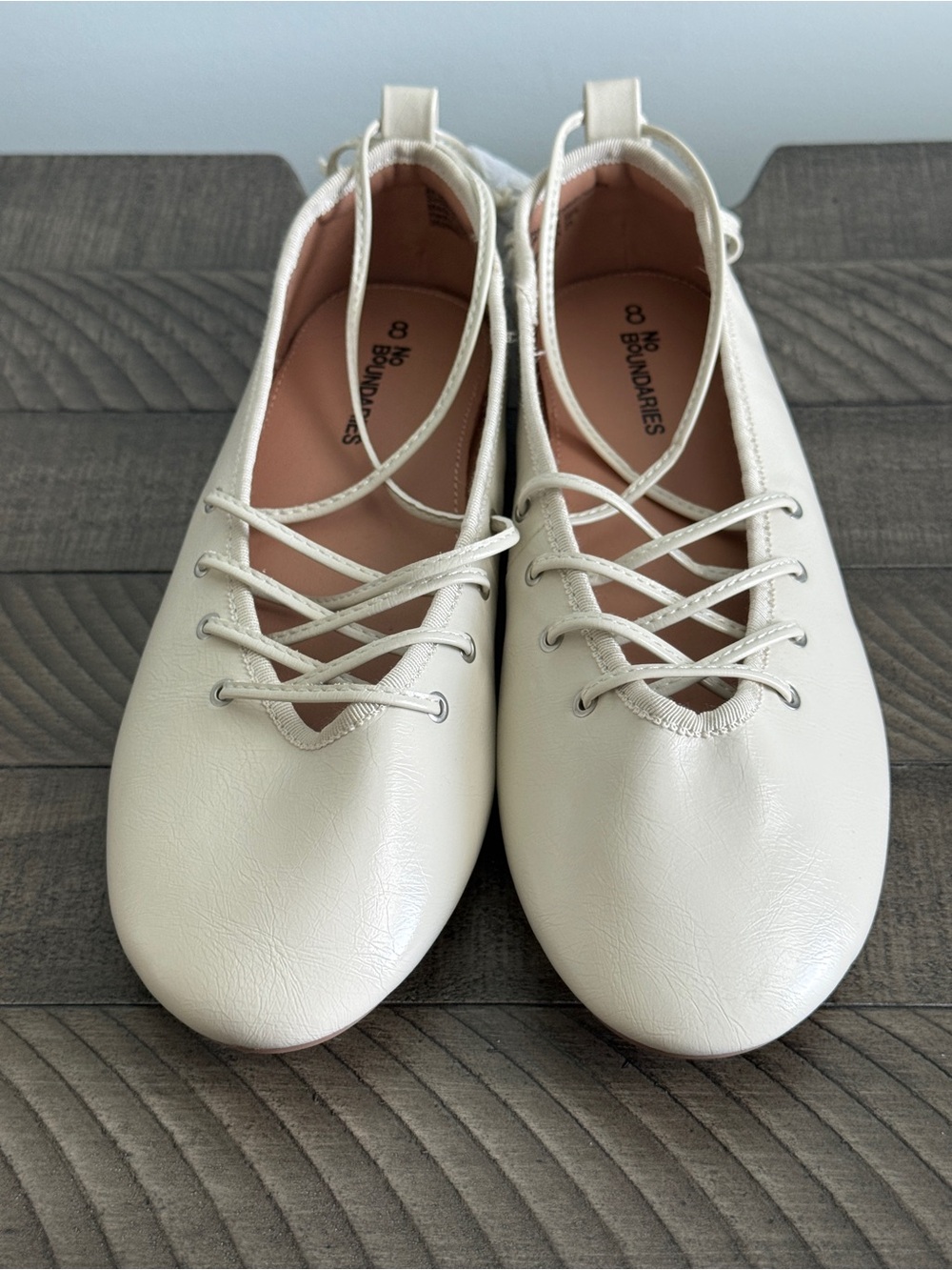 No Boundaries Sintetico Corset Ballet Flats Cream Women’s Size 8 NEW - Picture 3 of 9